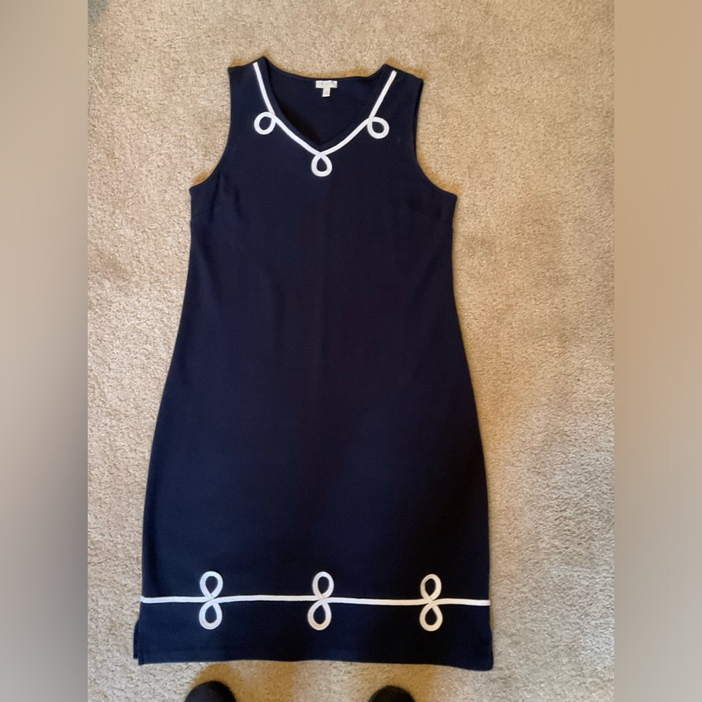 Talbots dress navy & white M